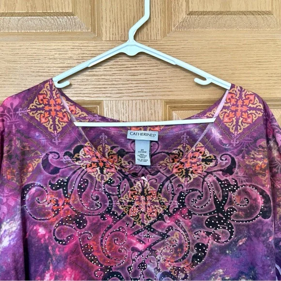 Catherines T-Shirt Women's Size 2XL Pink, Purple, & Orange Short Sleeve - Picture 2 of 9
